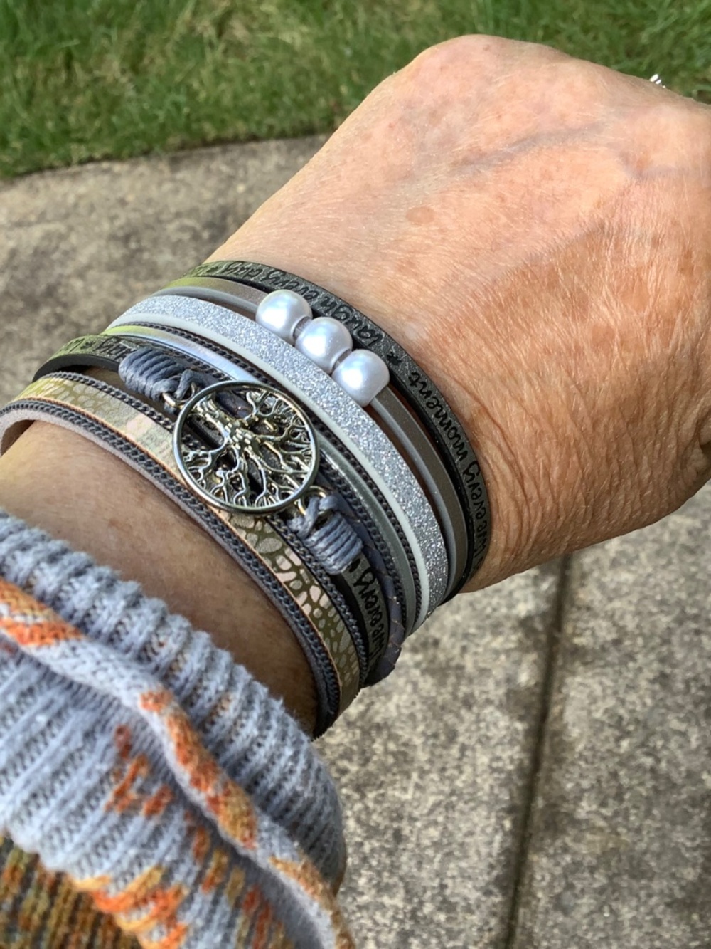 Women’s Multi-Strand Black & Silver Leather Bracelet